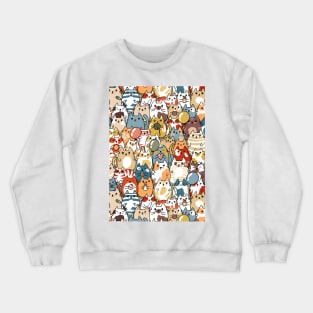 A collection of colourful cute cats repeat pattern Crewneck Sweatshirt